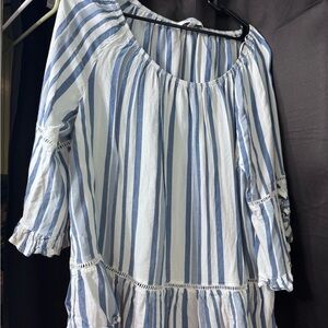 Fever Blue and White Striped Blouse